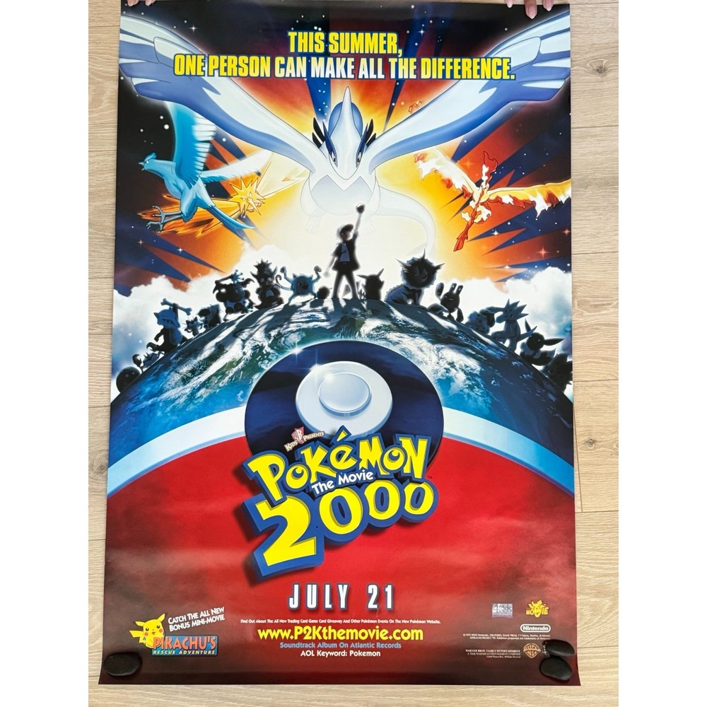 Pokemon 2000 Movie Poster 27x40 Double Sided Original Theatrical Rolled Lugia